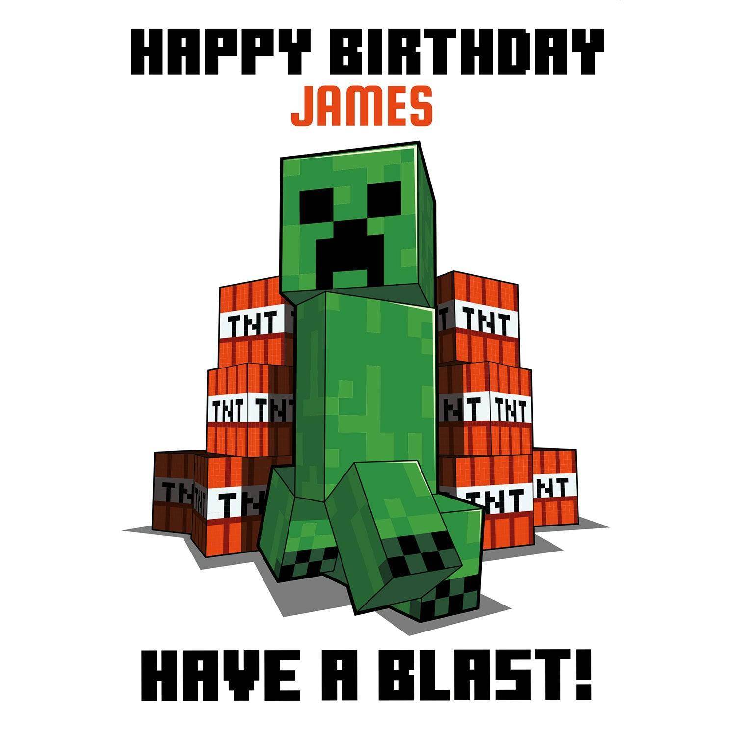 Personalised Minecraft 'Have A Blast!' Birthday Card- Any Name – Danilo Promotions